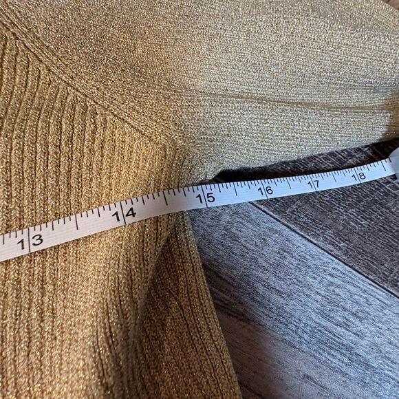 Once Again Gold Knit Sweater  Beaded Sequin Embellished Collar – Vintage Glam Lo - Picture 3 of 7